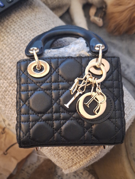 Handbags - Black Quilted Mini Top-Handle Bag with Gold Charms